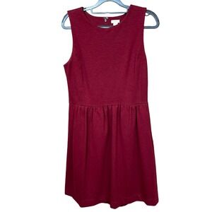 J. Crew Red Textured Sleeveless Fit Flare Dress Knee Length Womens Size Medium